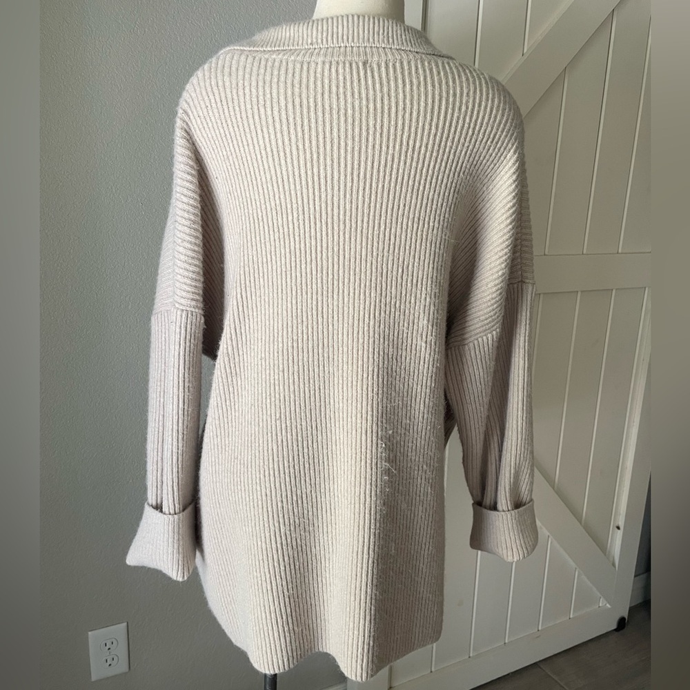 Entro Cream Ribbed Button-Up Cardigan - Picture 3 of 5